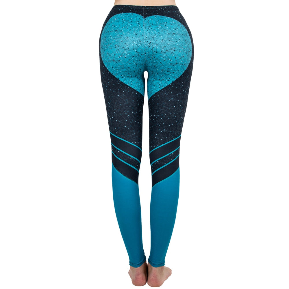 Women Legging Starry Sea Love Printing leggins High Waist Punk Leggings Color Legins Slim Fitness Pants